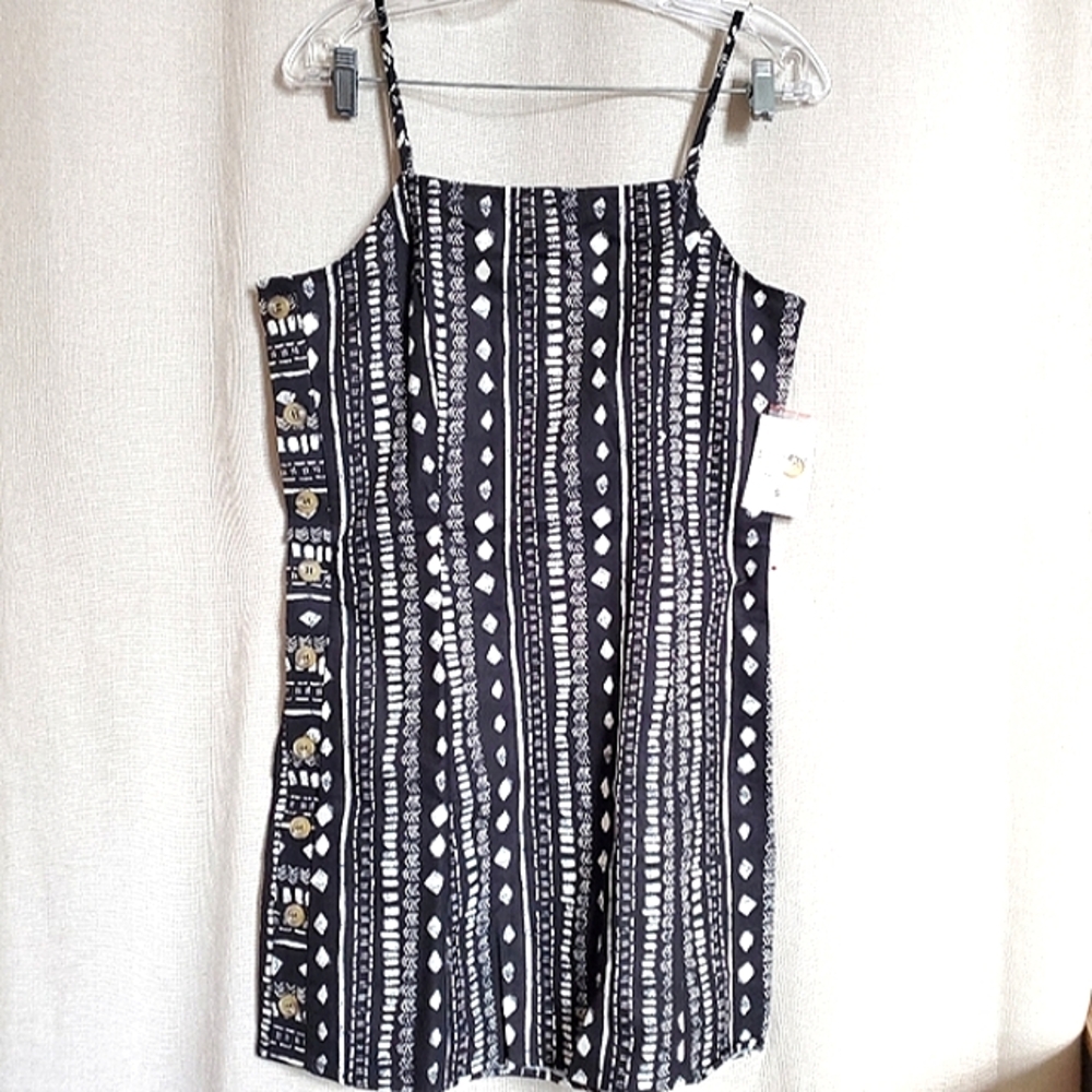 SUNDRES BY FOREVER 21 WOVEN COTTON SIZE S NWT LINEN COTTON ADJUSTABLE STRIPES